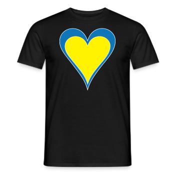 Drapeau ukrainien motif coeur bleu jaune blanc bordé - T-shirt homme - noir - Devant - AI Model Male 178 light (178cm)