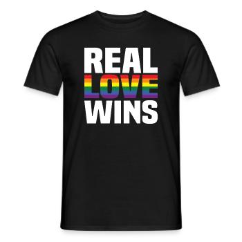 Real Love Wins LGBTQ Rainbow Gay Pride - Männer T-Shirt - Schwarz - Vorne - AI Model Male 178 light (178cm)