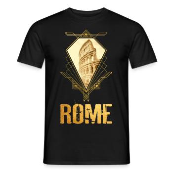Rome Italy City Skyline Colosseum Gold Ornament - Men's T-Shirt - black - Front - AI Model Male 178 light (178cm)