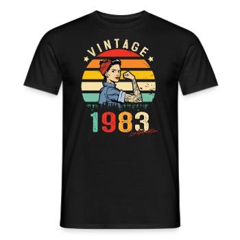 1983 Vintage Édition limitée Cadeau Femmes - T-shirt homme - noir - Devant - AI Model Male 178 light (178cm)