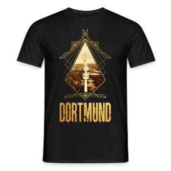 Dortmund Deutschland Stadt Skyline Gold Liebe - Männer T-Shirt - Schwarz - Vorne - AI Model Male 178 light (178cm)