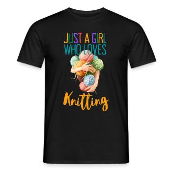 JUST A GIRL WHO LOVES KNITTING - Men's T-Shirt - black - Front - AI Model Male 178 light (178cm)