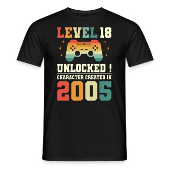 Level 18 Birthday Gamer 18 years old - Men's T-Shirt - black - Front - AI Model Male 178 light (178cm)