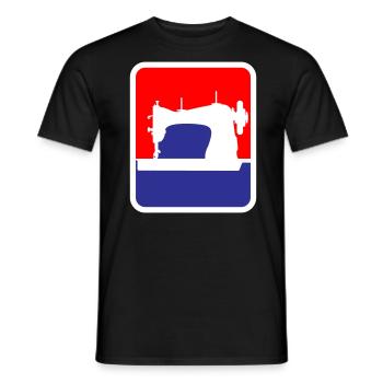 Confection de machine à coudre Logo | Les couleurs peuvent être changées - T-shirt homme - noir - Devant - AI Model Male 178 light (178cm)