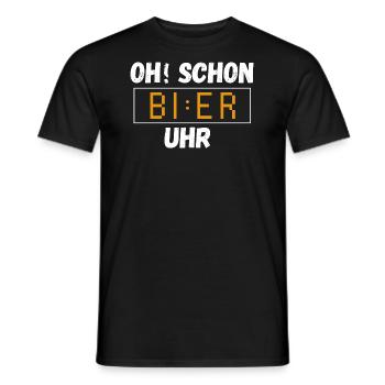 Oh schon Bier Uhr. Lustiger Spruch Party Geschenk - Männer T-Shirt - Schwarz - Vorne - AI Model Male 178 light (178cm)