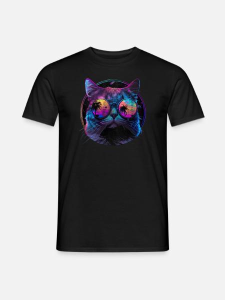 Cat sunglasses cat with glasses - Men's T-Shirt - black