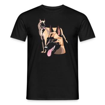 les deux malinois - T-shirt homme - noir - Devant - AI Model Male 178 light (178cm)