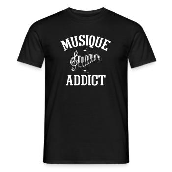 Musique addict - T-shirt homme - noir - Devant - AI Model Male 178 light (178cm)
