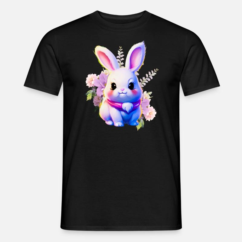 Flowers Easter Bunny Cute Bunny - Men's T-Shirt - black