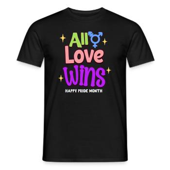 All Love Wins, Love Always Wins, Happy Pride Month - Men's T-Shirt - black - Front - AI Model Male 178 light (178cm)