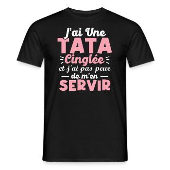 J ai une tata cinglée - T-shirt homme - noir - Devant - AI Model Male 178 light (178cm)