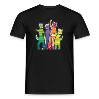 Arty Cat Lover Rainbow Rave Cat - Men's T-Shirt - black - Front - AI Model Male 178 light (178cm)
