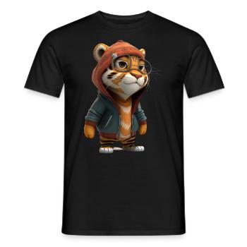 Niedlicher Tiger mir Brille für Kinder - Männer T-Shirt - Schwarz - Vorne - AI Model Male 178 light (178cm)