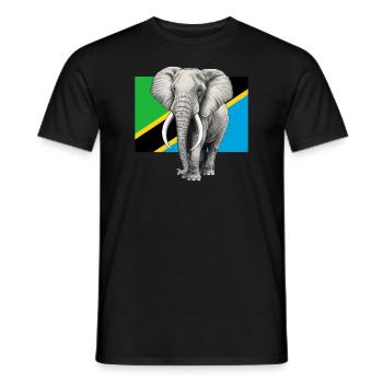 Drapeau éléphant de Tanzanie - T-shirt homme - noir - Devant - AI Model Male 178 light (178cm)