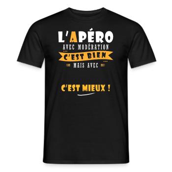Prénom et Apero T shirt Humour à personnalisé - T-shirt homme - noir - Devant - AI Model Male 178 light (178cm)