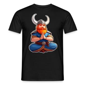 Niedlicher Wikinger macht Yoga III - Männer T-Shirt - Schwarz - Vorne - AI Model Male 178 light (178cm)