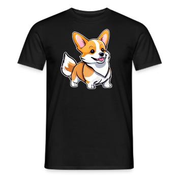 Mignon chien gallois Corgi - T-shirt homme - noir - Devant - AI Model Male 178 light (178cm)