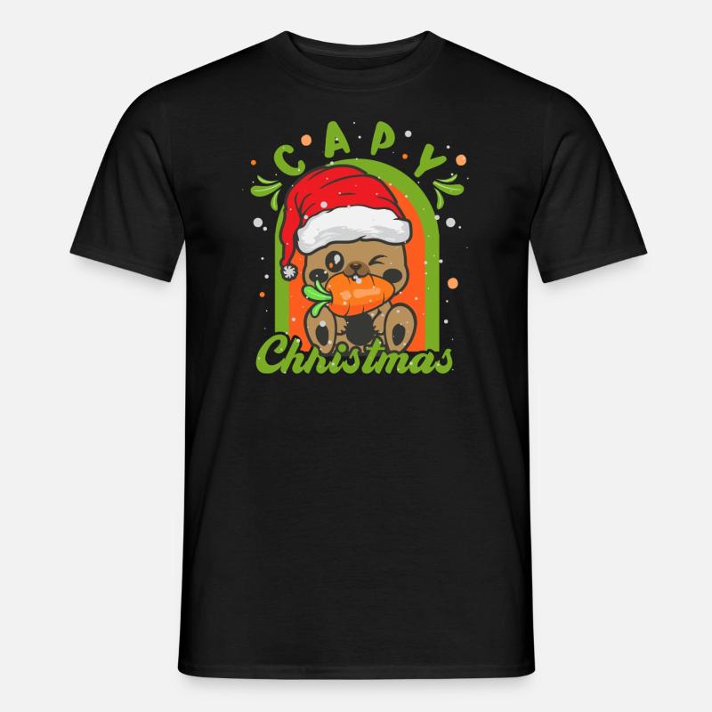 Capybara Weihnachtsbaum Weihnachtsmann - Männer T-Shirt - Schwarz