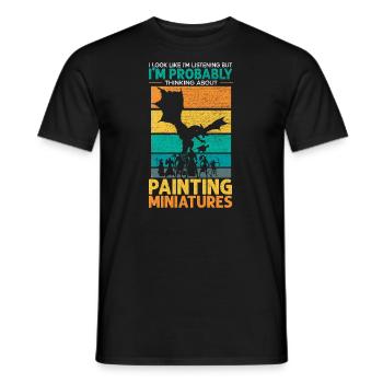 Peinture Miniature Miniaturiste Miniaturiste Chevalier Miniaturiste - T-shirt homme - noir - Devant - AI Model Male 178 light (178cm)