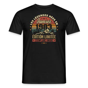 Légendaire depuis Janvier 1983 Vintage Cadeau 1983 - T-shirt homme - noir - Devant - AI Model Male 178 light (178cm)
