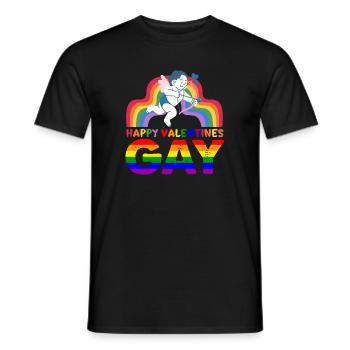 February 14 Valentine's Day Gift Gay Gay LGBT - Men's T-Shirt - black - Front - AI Model Male 178 light (178cm)