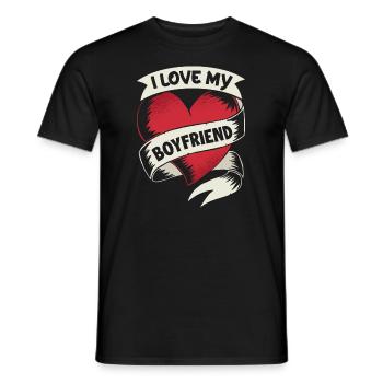 February 14 Valentine's Day Gift Boyfriend Love - Men's T-Shirt - black - Front - AI Model Male 178 light (178cm)