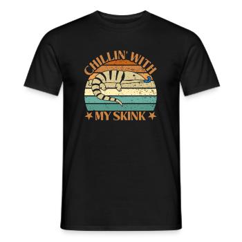 Blauzungen-Eidechse Skinke Glattechse blaue Zunge - Männer T-Shirt - Schwarz - Vorne - AI Model Male 178 light (178cm)