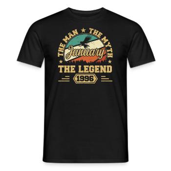 Die Legenden wurden im Januar 1996 geboren - Männer T-Shirt - Schwarz - Vorne - AI Model Male 178 light (178cm)