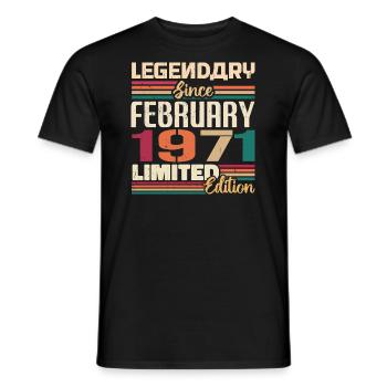 February 1971 Birthday Present February 1971 - Men's T-Shirt - black - Front - AI Model Male 178 light (178cm)