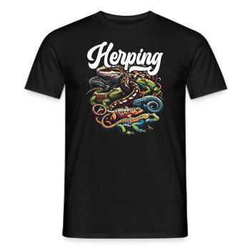 Herpetology Reptile Lovers Snakes Lizards - Men's T-Shirt - black - Front - AI Model Male 178 light (178cm)