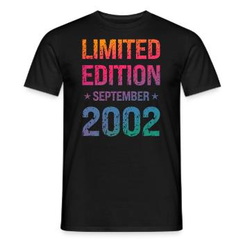 Fête d’anniversaire en édition limitée Vintage 2002 - T-shirt homme - noir - Devant - AI Model Male 178 light (178cm)