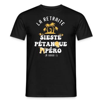humour retraite et pétanque - T-shirt homme - noir - Devant - AI Model Male 178 light (178cm)