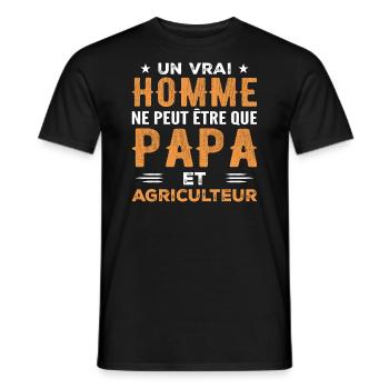 A Real Man Is Just a Dad and a Farmer - Men's T-Shirt - black - Front - AI Model Male 178 light (178cm)