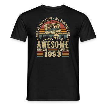 April 1993 Vintage-Geburtstags-Retro-Geschenk - Männer T-Shirt - Schwarz - Vorne - AI Model Male 178 light (178cm)