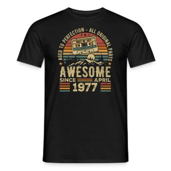 Avril 1977 Vintage Anniversaire Rétro Cadeau - T-shirt homme - noir - Devant - AI Model Male 178 light (178cm)