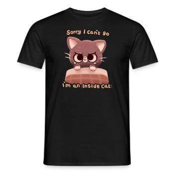 Je ne peux pas y aller, je suis un chat d’intérieur - T-shirt homme - noir - Devant - AI Model Male 178 light (178cm)