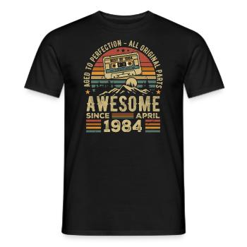April 1984 Vintage Retro Geburtstagsgeschenk - Männer T-Shirt - Schwarz - Vorne - AI Model Male 178 light (178cm)