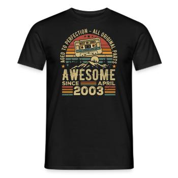April 2003 Vintage Retro Geburtstagsgeschenk - Männer T-Shirt - Schwarz - Vorne - AI Model Male 178 light (178cm)