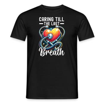 Infirmière en soins palliatifs, formée - T-shirt homme - noir - Devant - AI Model Male 178 light (178cm)