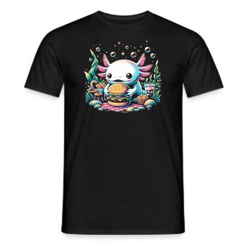 Kawaii Axolotl Walking Fish Mexican - Men's T-Shirt - black - Front - AI Model Male 178 light (178cm)