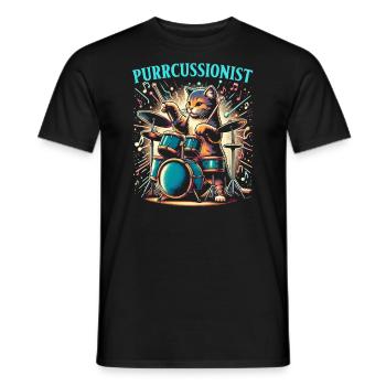 Tierischer Schlagzeuger, Percussion Musiker - Männer T-Shirt - Schwarz - Vorne - AI Model Male 178 light (178cm)