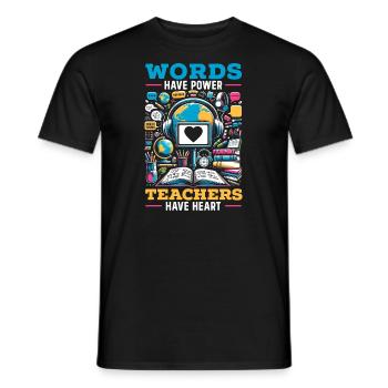 Ell-teacher enseignant à l’apprenant de l’anglais - T-shirt homme - noir - Devant - AI Model Male 178 light (178cm)