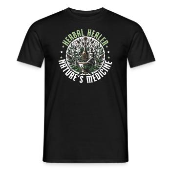 Herboristerie, Phytothérapie, Guérison naturelle - T-shirt homme - noir - Devant - AI Model Male 178 light (178cm)