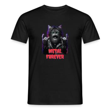 Rebel Whiskers: Metal Cat - Men's T-Shirt - black - Front - AI Model Male 178 light (178cm)