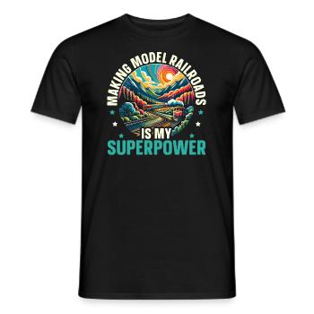 Modelleisenbahn - Männer T-Shirt - Schwarz - Vorne - AI Model Male 178 light (178cm)