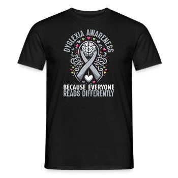 Mois de la sensibilisation à la dyslexie - T-shirt homme - noir - Devant - AI Model Male 178 light (178cm)