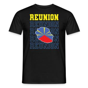Geschenkidee Flaggenkarte La Réunion 974 - Männer T-Shirt - Schwarz - Vorne - AI Model Male 178 light (178cm)
