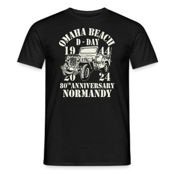 Omaha Beach D-Day1944-2024 80ème anniversaire - T-shirt homme - noir - Devant - AI Model Male 178 light (178cm)