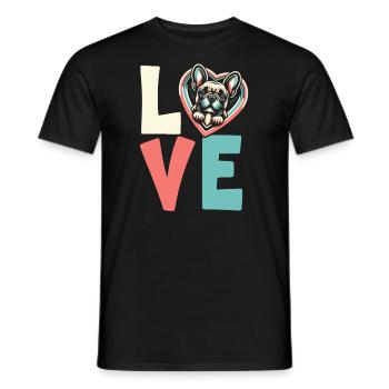 Amoureux des chiens bouledogue français - T-shirt homme - noir - Devant - AI Model Male 178 light (178cm)