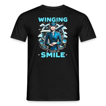 Stewardess Flugbegleiterin Flugzeugfahrt Luftfahrt - Männer T-Shirt - Schwarz - Vorne - AI Model Male 178 light (178cm)